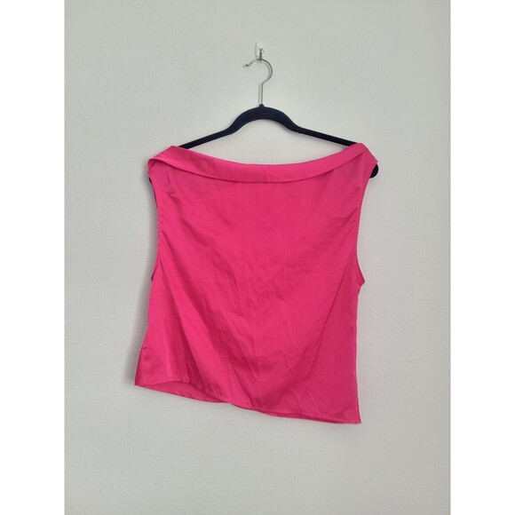 ASTR The Label Ceres Satin Fuchsia Off the Shoulder Sleeveless Top Size S Barbie - Picture 5 of 7